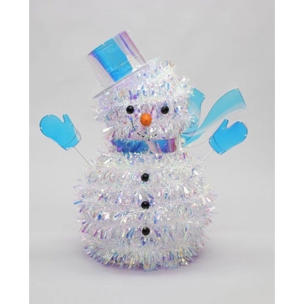 28" Incandescent Tinsel Snowman Christmas Novelty Sculpture‎ Decoration Light-up